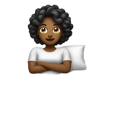 Una mujer color piel blanca con cabello rizado negro durmiendo en una cama  sticker