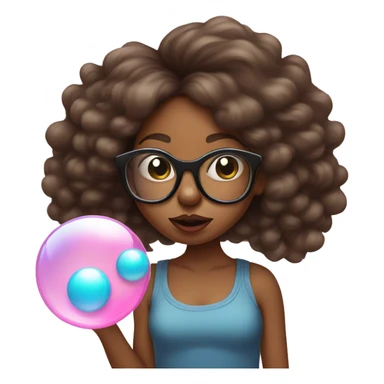 Sassy brown skin girl with glasses blowing bubble gum sticker