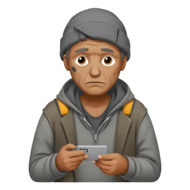 a homeless guy begging for money but with a card reader instead sticker