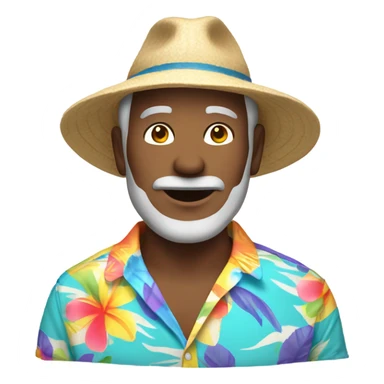 white middle aged man with beach hat and beach shirt sticker