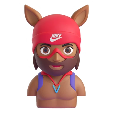 tattooed brown-skinned character wearing a Nike-inspired ski mask, modern 3D emoji style sticker