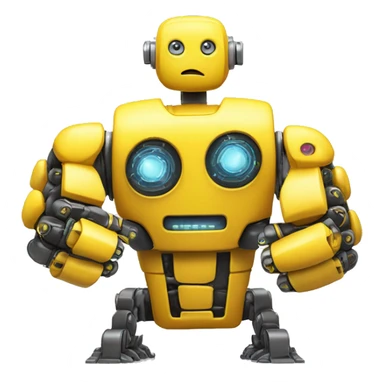 Flexing yellow robotic bicep with shocks and circuits that’s attached to the forearm sticker