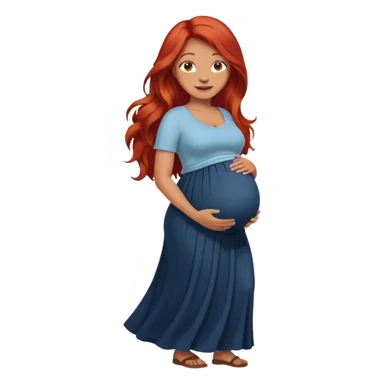 Make a strong women with long red hair, pregnant with maxi skirt, pretty and grown up, tanner sticker