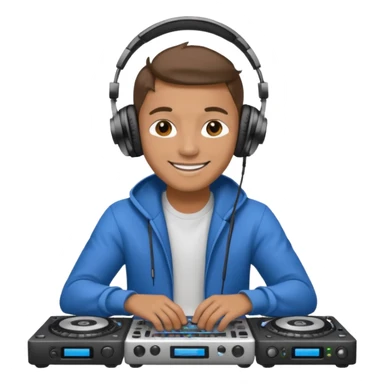 dj with setup handingg sticker