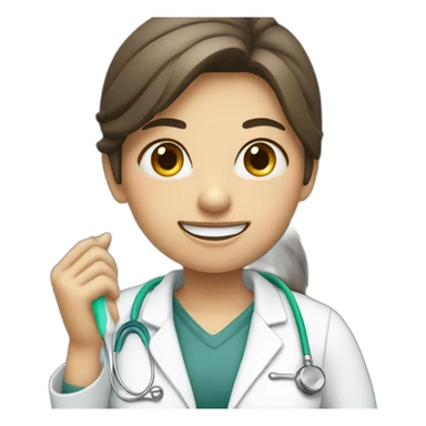 dentist girl with a toothbrush in his hand sticker