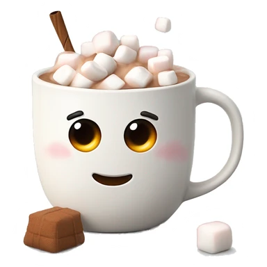 Hot coco with large marshmallows in a white knitted mug  sticker