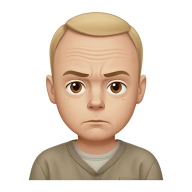 Carl from Sling Blade, serious expression, recognizable features, neutral background sticker