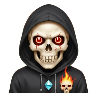 Bro I wanna skull with hoodie on the hoodie has to be on fire and I want matrix blood with the codes and weird numbers spilling out eyes and mouth almost give him a diamond grill in his mouth make it shinny where is the matrix symbols  but trix across his forehead in matrix symbols sticker