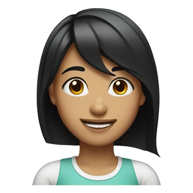 A girl with straight black hair smiling without showing her teeth  sticker