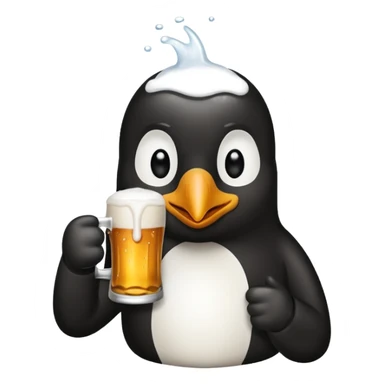 un pingouin réaliste qui boit une bière  sticker