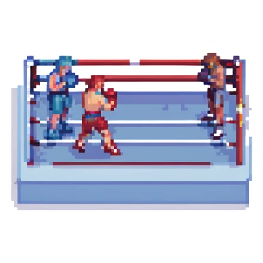 boxing scene, pixel art style, retro video game look sticker
