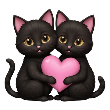 two black cats love, pink heart sticker