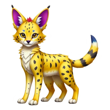 Cute Kawaii Epic Colorful Sergal-Serval-Vernid full body sticker