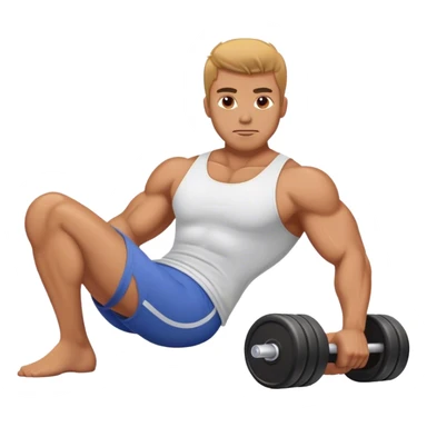 buff guy lying lats down on foam-roller sticker
