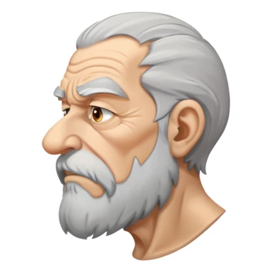 old angry man in profile view with gray hair and long beard sticker