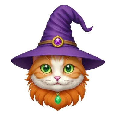 cat wear purple wicth hat sticker