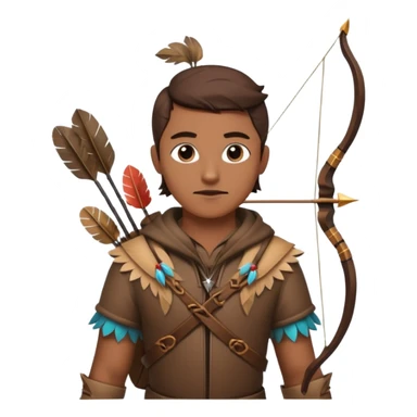 The classic hunter image with a bow and arrow on his back, dressed in brown with some animal made decorations sticker