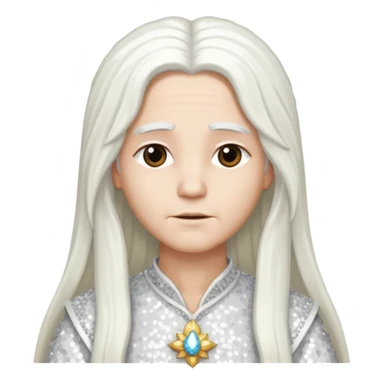 God from The Bible with long white hair, white sequin outfit sticker