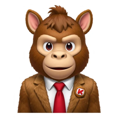 Donkey Kong🦍💪🐵 with red tie with his initials (DK) on sticker