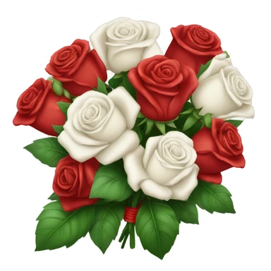 Big red and white rose bouquet with ribbon on top with writing  sticker