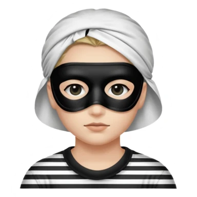 Thief with black eye type mask and black and white striped prison clothes sticker