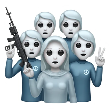 Fantasmas con un fusil moderno y haciendo haciendo en en forma de ✌️ con los dedos sticker