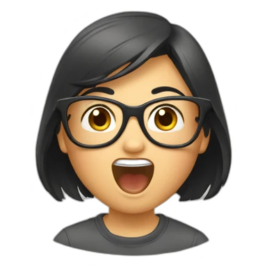 buck-toothede\ asian girl surprised glasses sticker