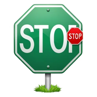 green stop sign sticker