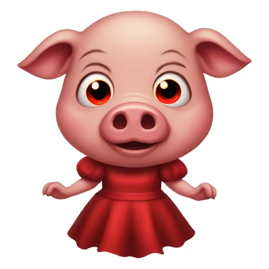 An evil pig in a red dress with glowing red eyes sticker