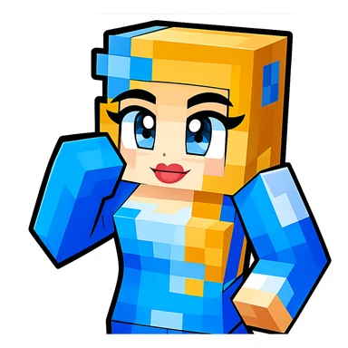 Extract only the person character from the image, remove the background and any objects, and place the character on a transparent background. Maintain the original Minecraft cartoon style and appearance as closely as possible. sticker