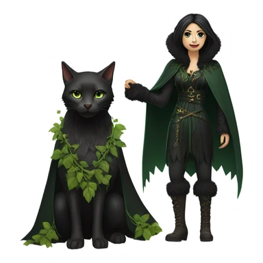 the morrigan dark version green man vines style furr robe stylish boots sticker