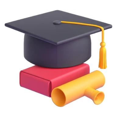 graduation cap and diploma together emoji, 3D Microsoft Fluent style sticker