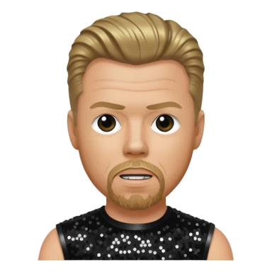 James Hetfield with dark blonde hair, black sequin outfit  sticker