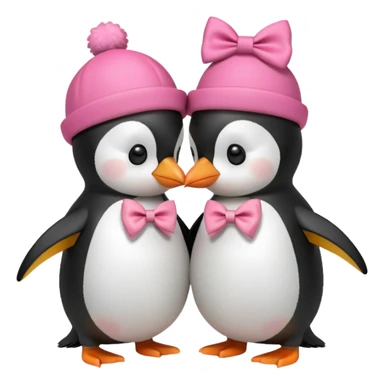 2 pinguini che si danno un bacio.Uno deve avere un fiocchetto rosa in testa ed uno il cappello di luffy di one piece sticker