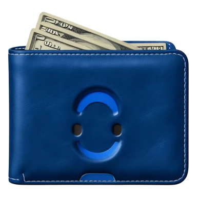  Deep Blue wallet with a single one dollar bill inside, just one dollar open the wallet sticker
