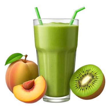smoothie with peaches and green kiwi sticker