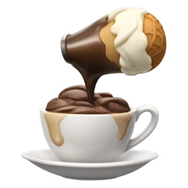 Espresso being poured over one scoop of ice cream sticker
