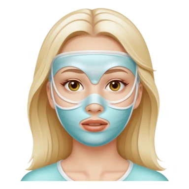 White girl doing skincare white jel mask all over face  sticker
