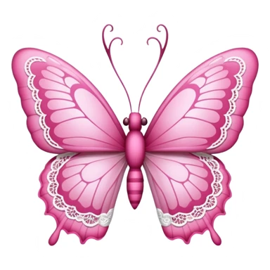 butterfly with pink antlers and lace sticker
