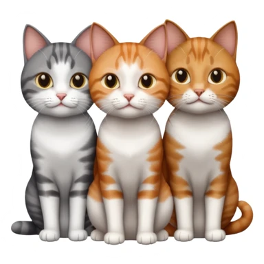 3 different coloured tiny short haired cats, including a dark grey and white cat, a ginger and white and a brown tabby and white sticker