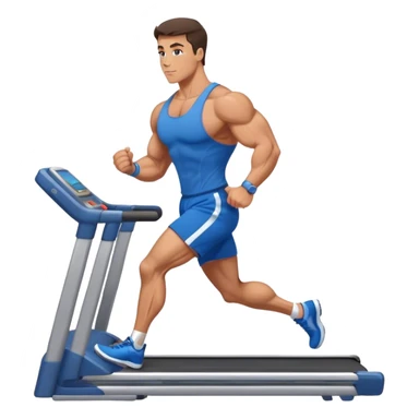 brunette male bodybuilder blue shorts treadmill sticker