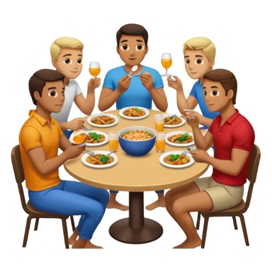 men eating at restaruant sticker