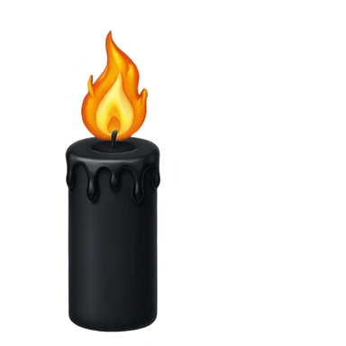 Black wax candle with eerie flame, minimalist gothic iOS emoji sticker