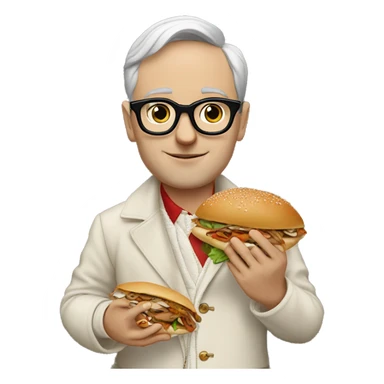 White Man with eyeglasses in gucci outfit eating doner sticker