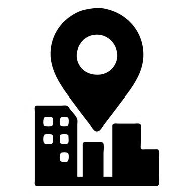 simple geotag icon, black filled, urban theme sticker