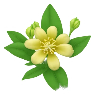 Ashwagandha flower with greenish-yellow petals and a central cluster of tiny yellow stamens emojis sticker