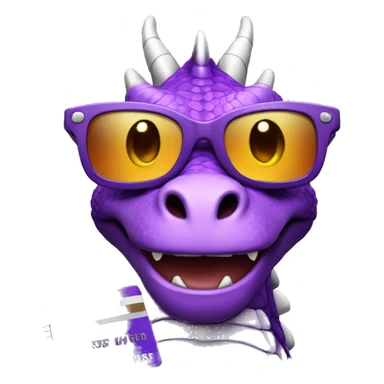 purple dragon with sunglasses and stars and credit card  sticker