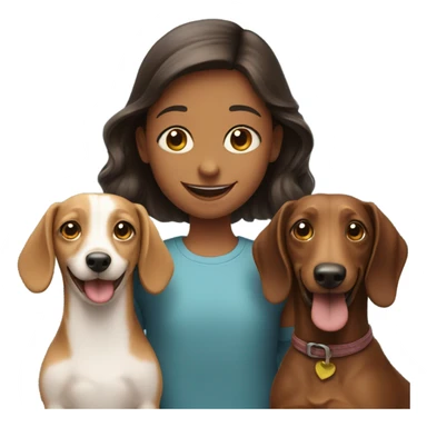 smiling girl with boy and dachshund  sticker