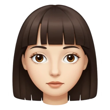 Tenho uma franja vegana, sombrancelha reta fina, um rosto oval e meu cabelo é grande e castanho escuro. Faça nesse estilo 🧟‍♀️  sticker