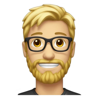 blonde guy with a mullet and black and brown glasses and silver earrings with a beard sticker